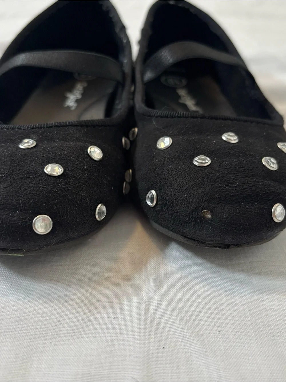 Cat & Jack Black Mary Jane Flats with Rhinestone Studs